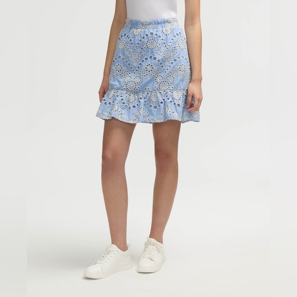 NVLT Dresses & Skirts - NWT NVLT Blue Eyelet Women’s Tiered Mini Skirt